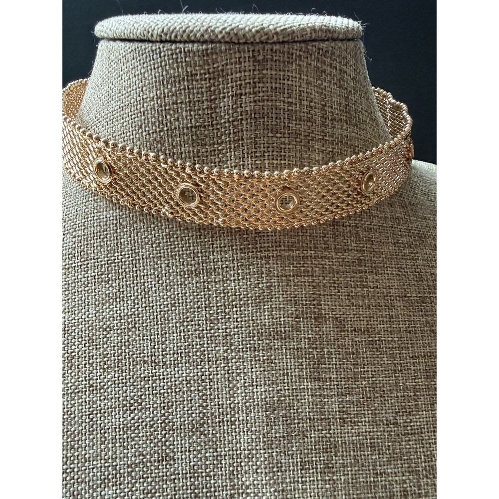 Mesh Belt Buckle Necklace Gold Tone 80s 90s Y2K